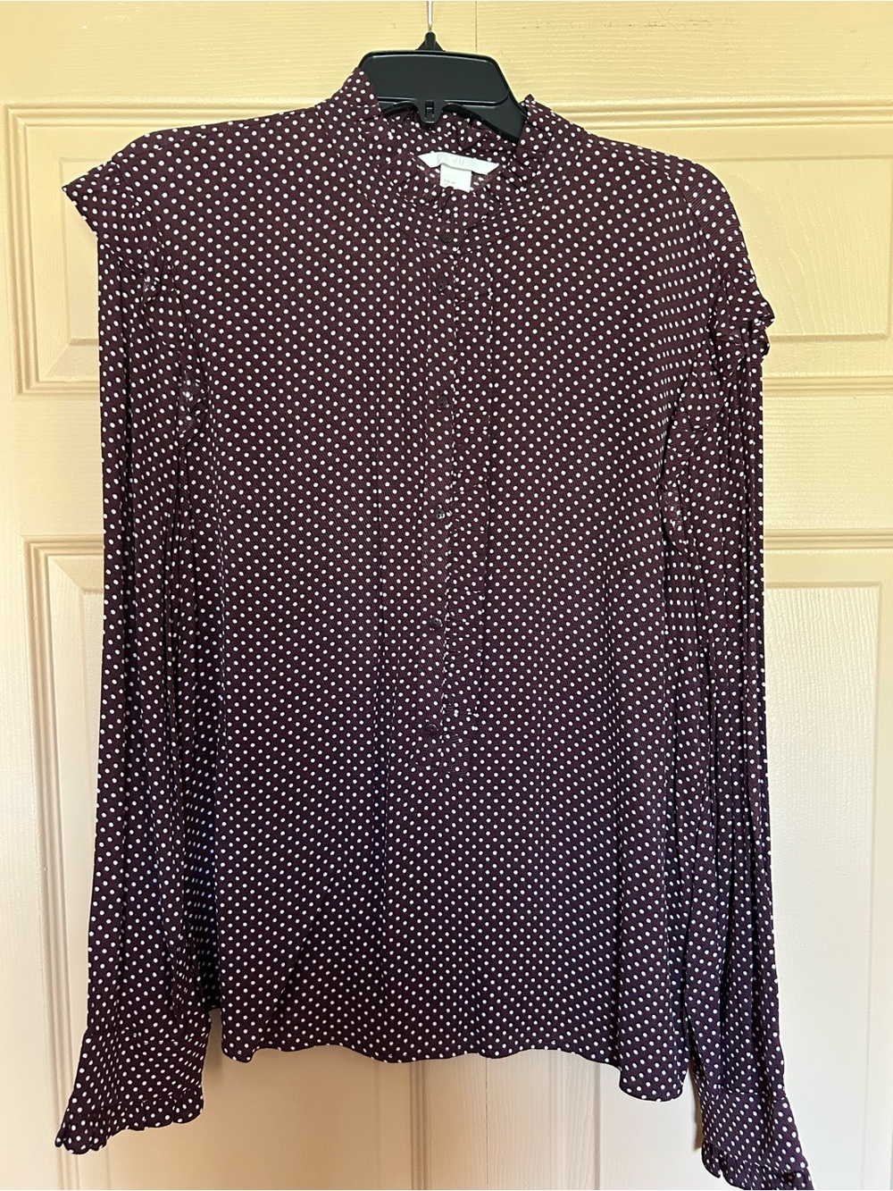 H&M Burgundy Polka Dot Long-Sleeve Blouse Dress